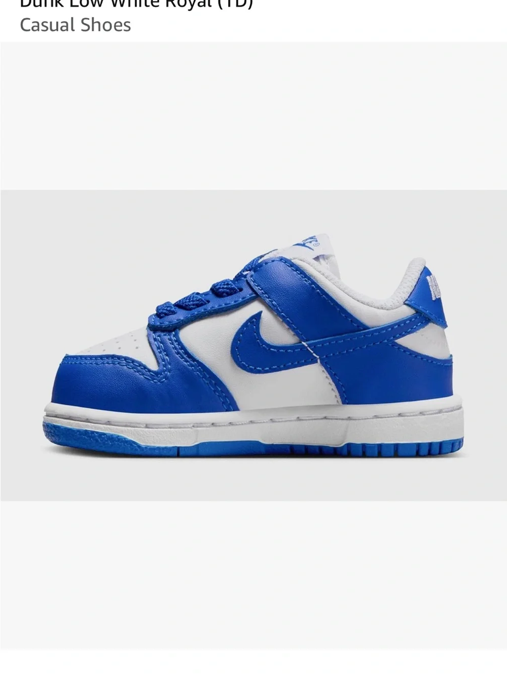Nike Kids Blue and White Low-Top Sneakers with Swoosh